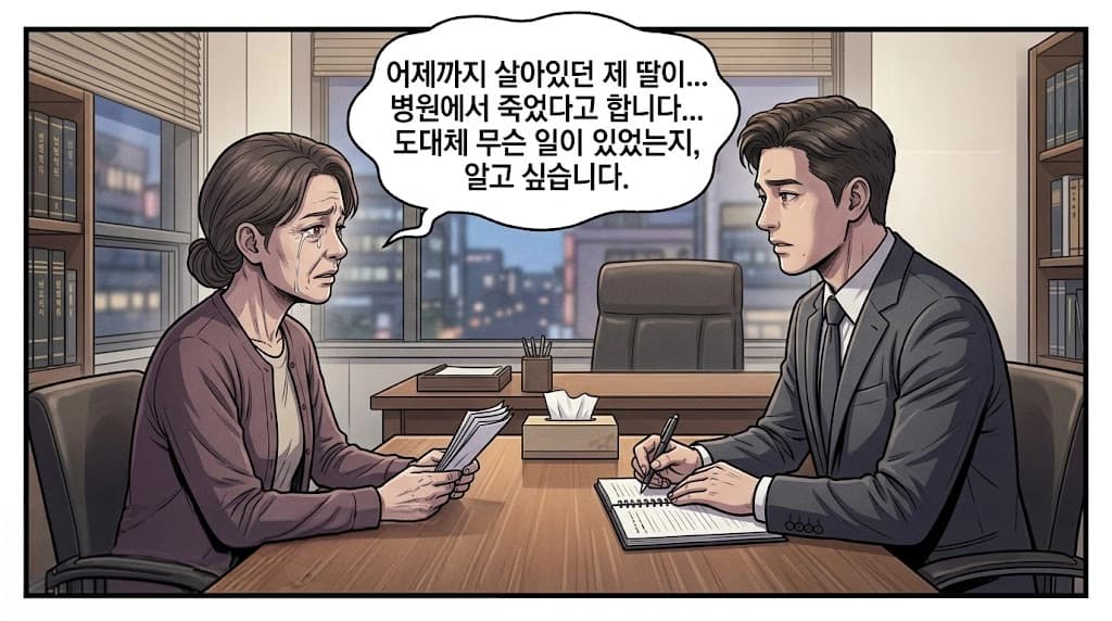 수면마취사망사고의 원인을 확인하기 위해 의무기록과 마취기록지를 살펴보는 모습